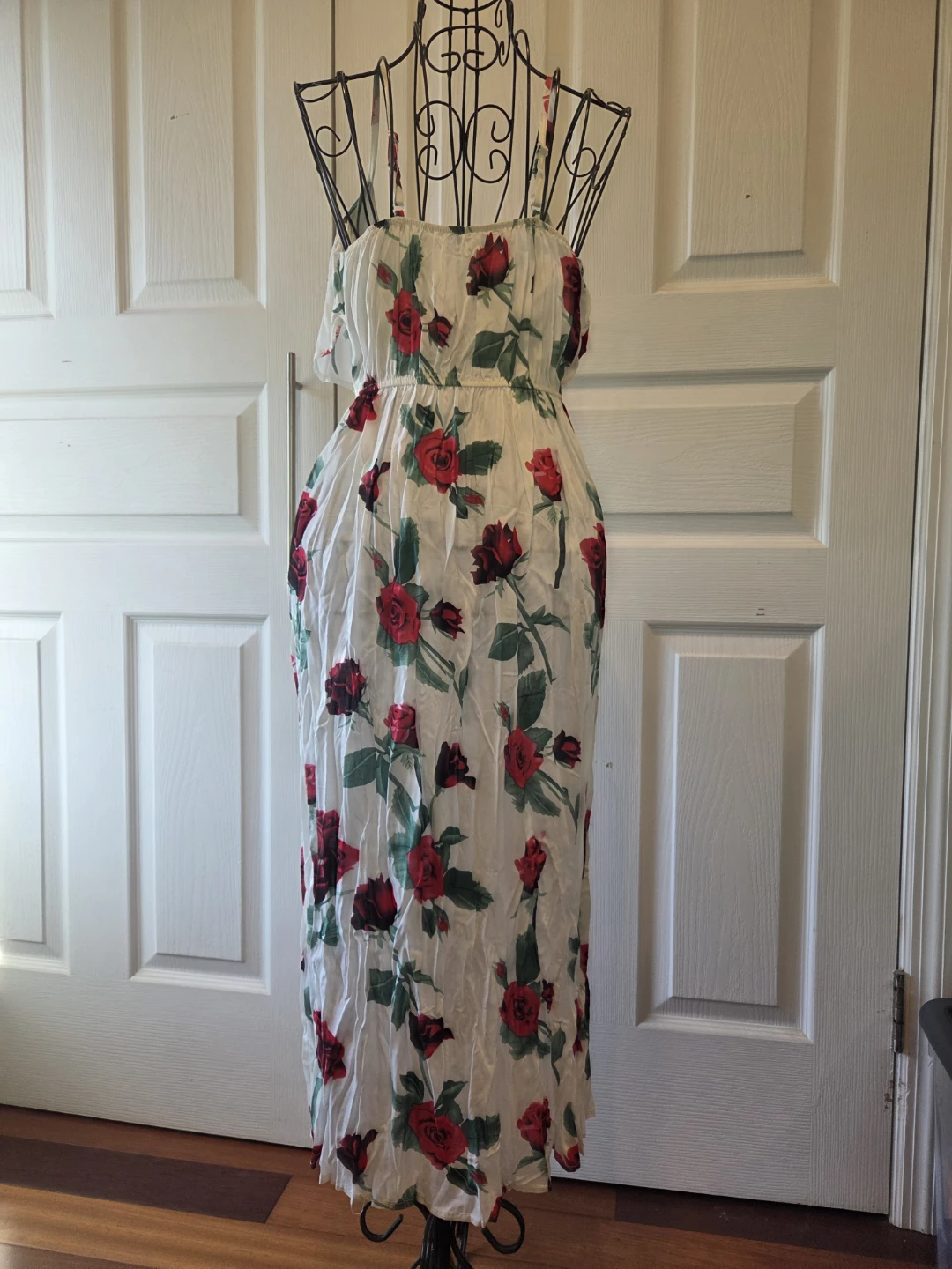White Floral Rose Maxi Dress - photo 2