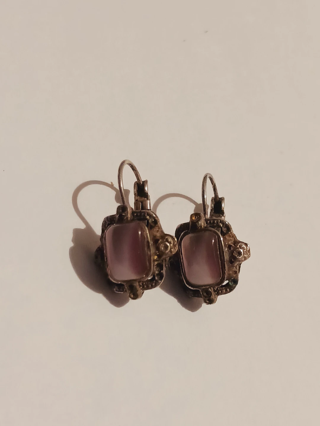 Cute small purple cabochons earrings - photo 4