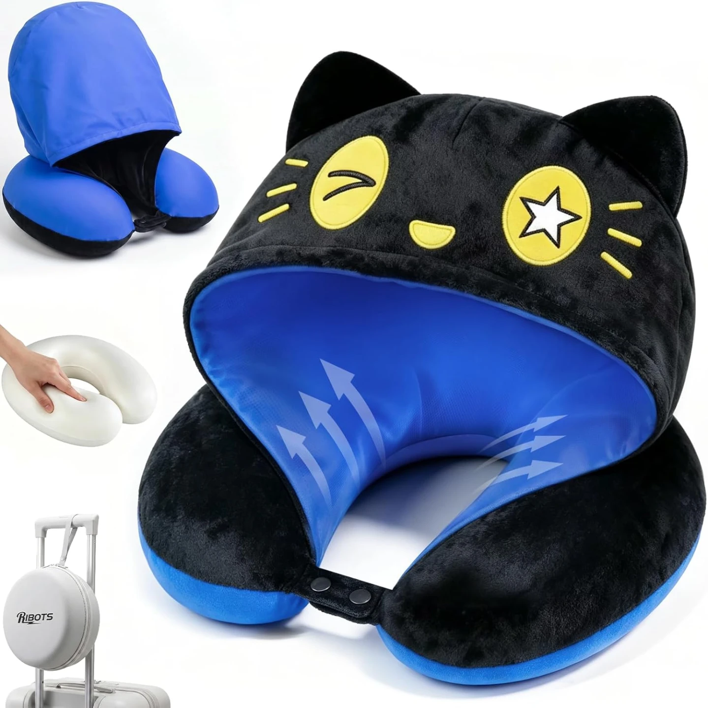 Cute Cat Travel Pillow with Hood