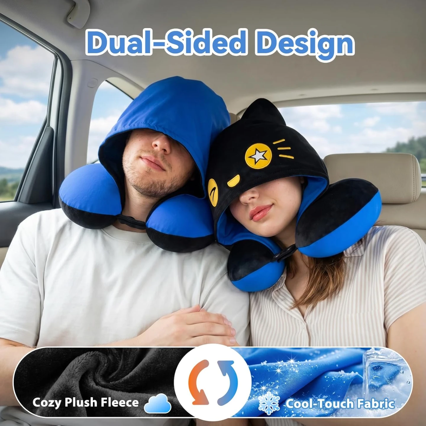 Cute Cat Travel Pillow with Hood - photo 2