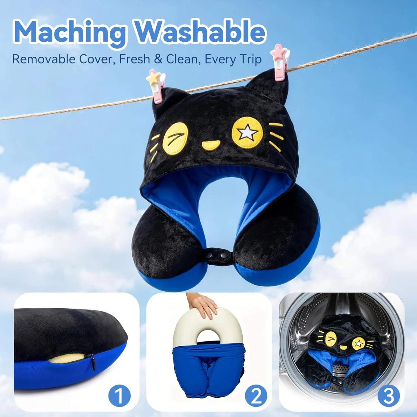 Cute Cat Travel Pillow with Hood - photo 5