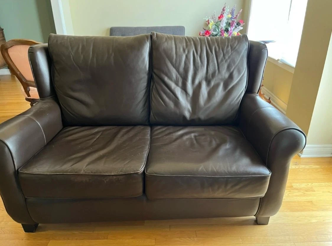 2 Dark Brown Leather Loveseats