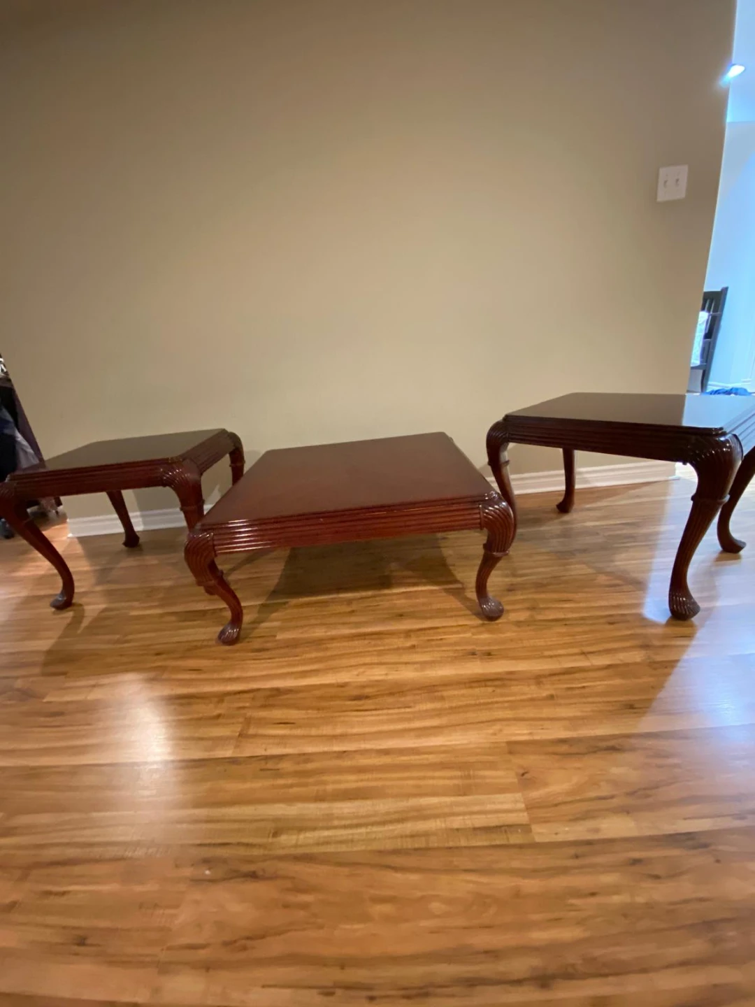 Set of 3 Mahogany Wood Accent Tables - photo 2