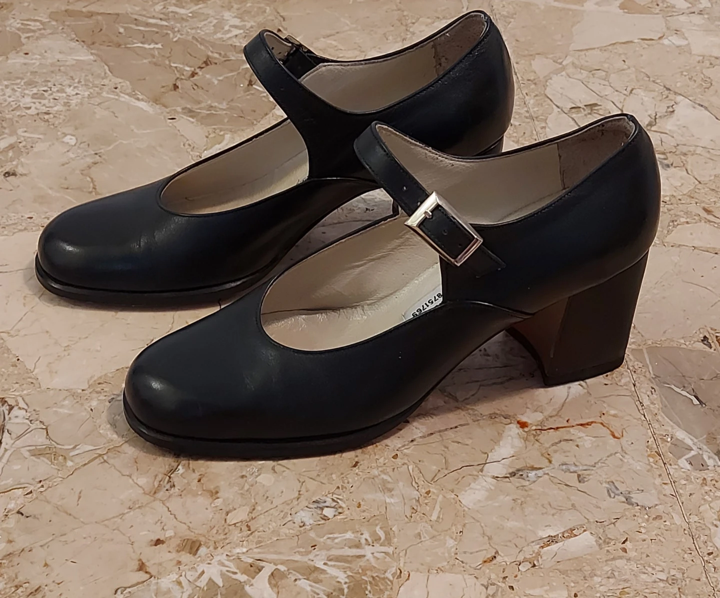 Black Leather Mary Jane Heels size 37 - photo 2