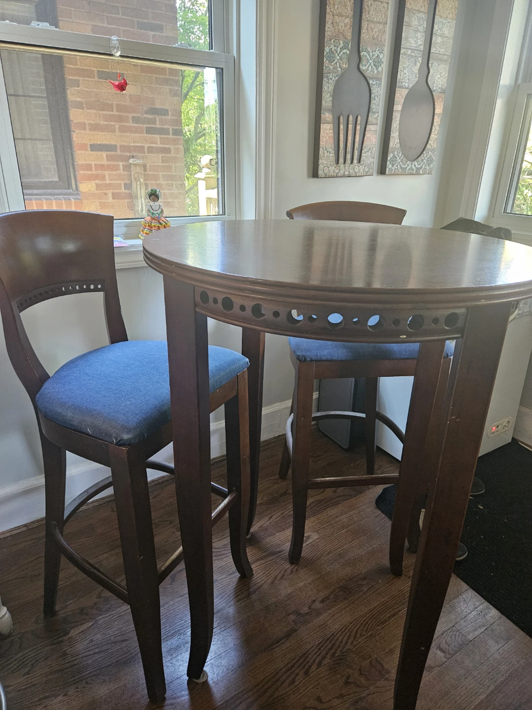 Wooden Bar Table and Chairs Set - photo 2