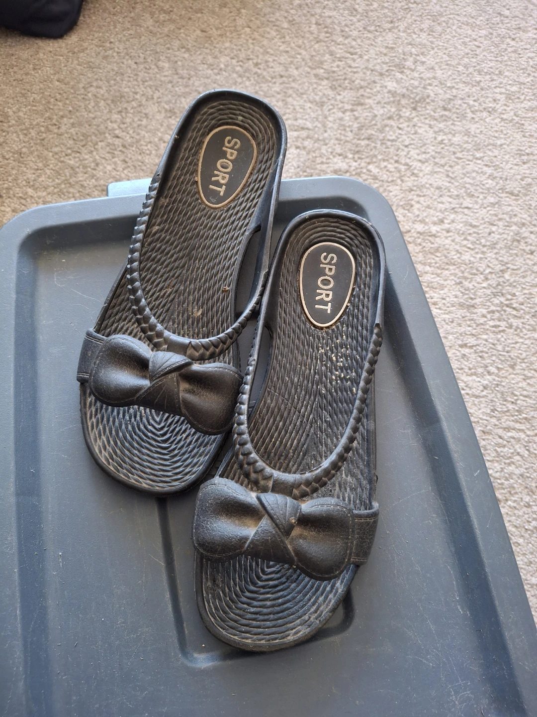Black Sport Sandals with Bow