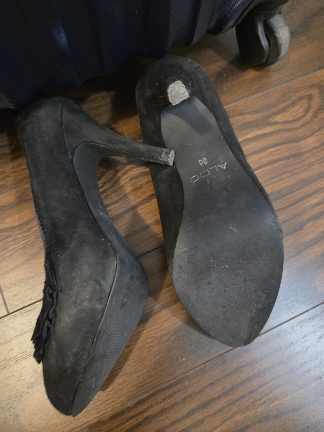 ALDO Black Suede Ruffle Heels - Size 36 - photo 3