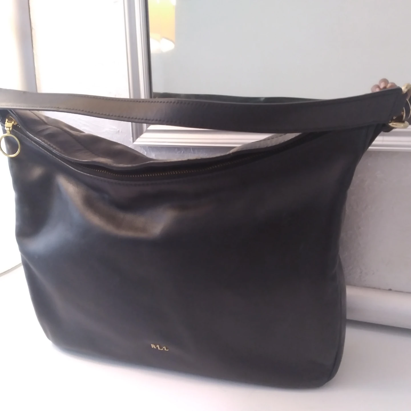 Lauren Ralph Lauren Black Leather Shoulder Bag