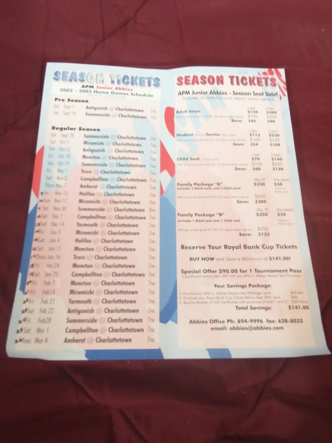 Charlottetown Abbies 2002-2003 Royal Bank Cup ticket brochure - photo 2