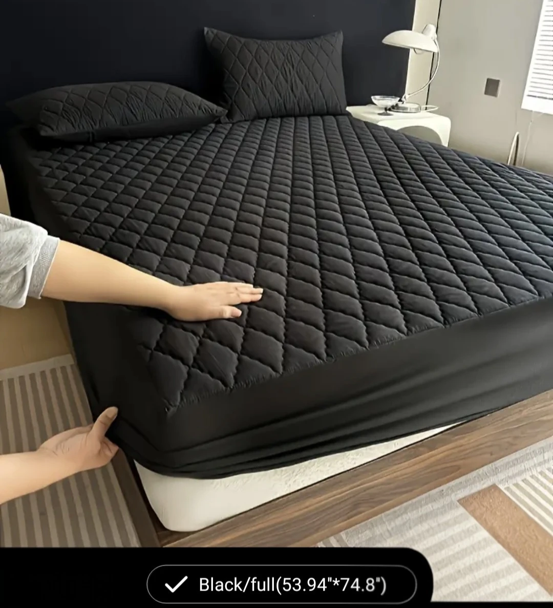 Black Quilted Fitted Sheet