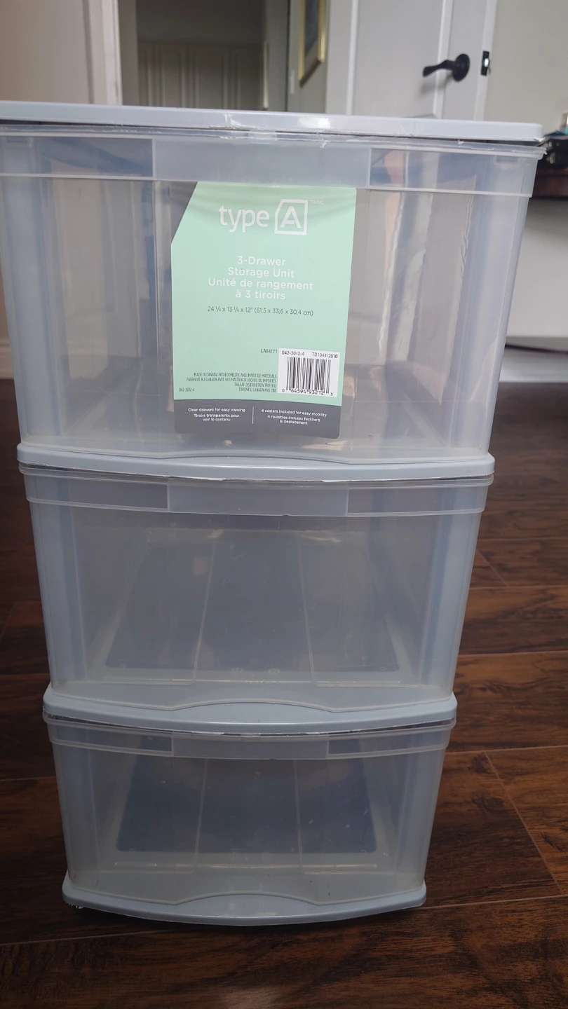 type A 3-Drawer Plastic Storage Unit (Great Condition / Clean)**