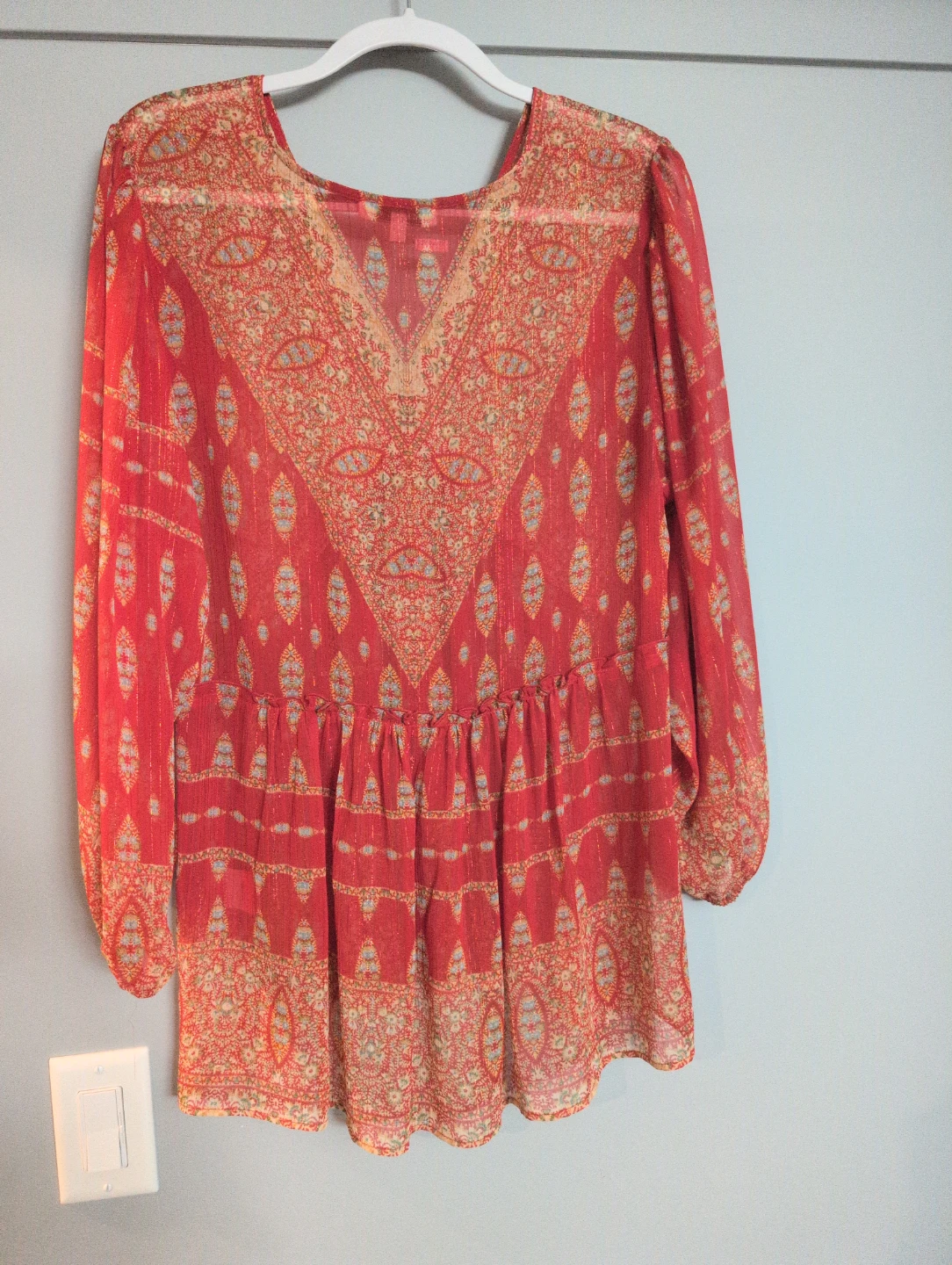 Rose + Olive Red Floral Print Tunic Top - photo 3