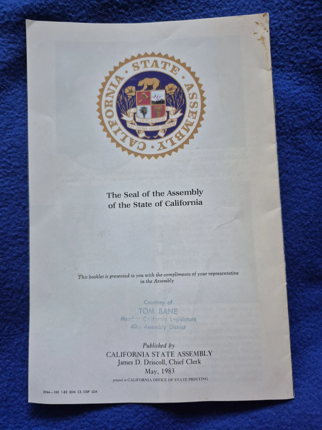 California State Assembly Booklet 1983-84 Session - photo 4