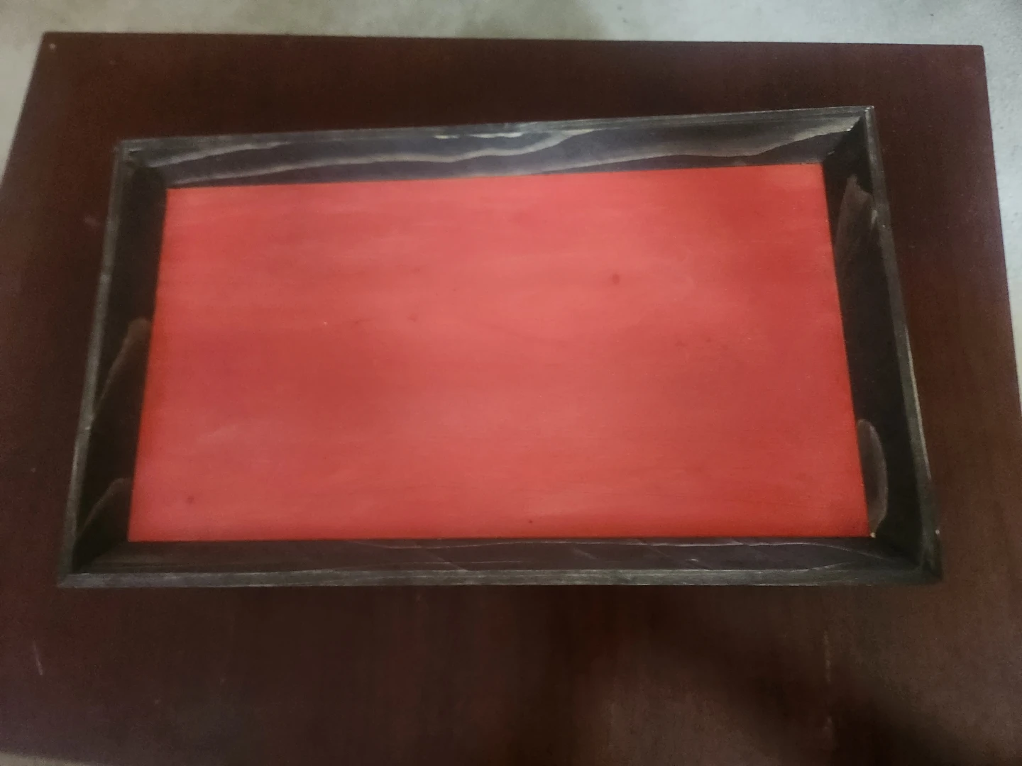 Handmade Wooden Box stained black and red. - photo 2