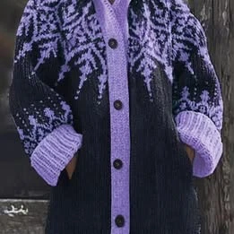 Black and Lilac Fair Isle Knit Cardigan - photo 3