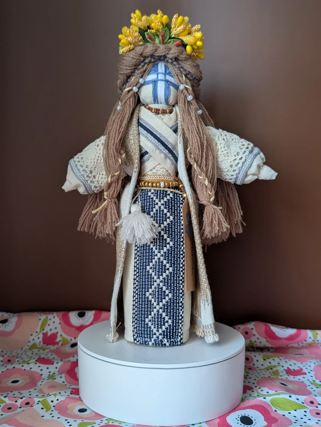 Handmade Beige Motanka Berehynia - Ukrainian heritage