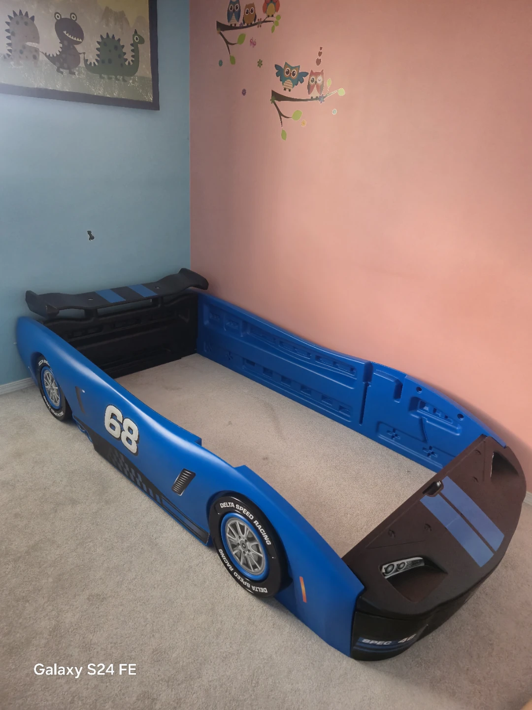 Blue Race Car Toddler Bed