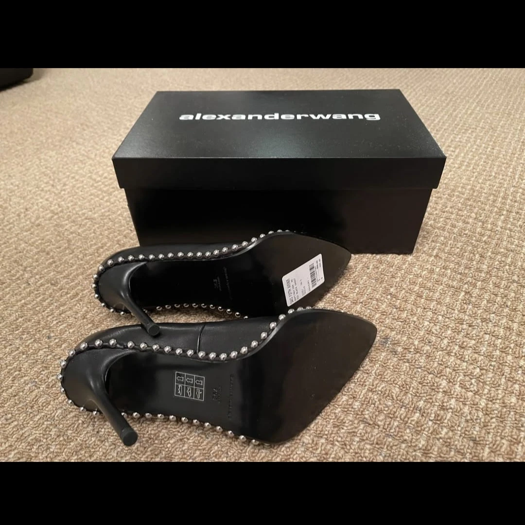 Alexander Wang Black Studded Leather Heels - Size 36.5 - photo 4