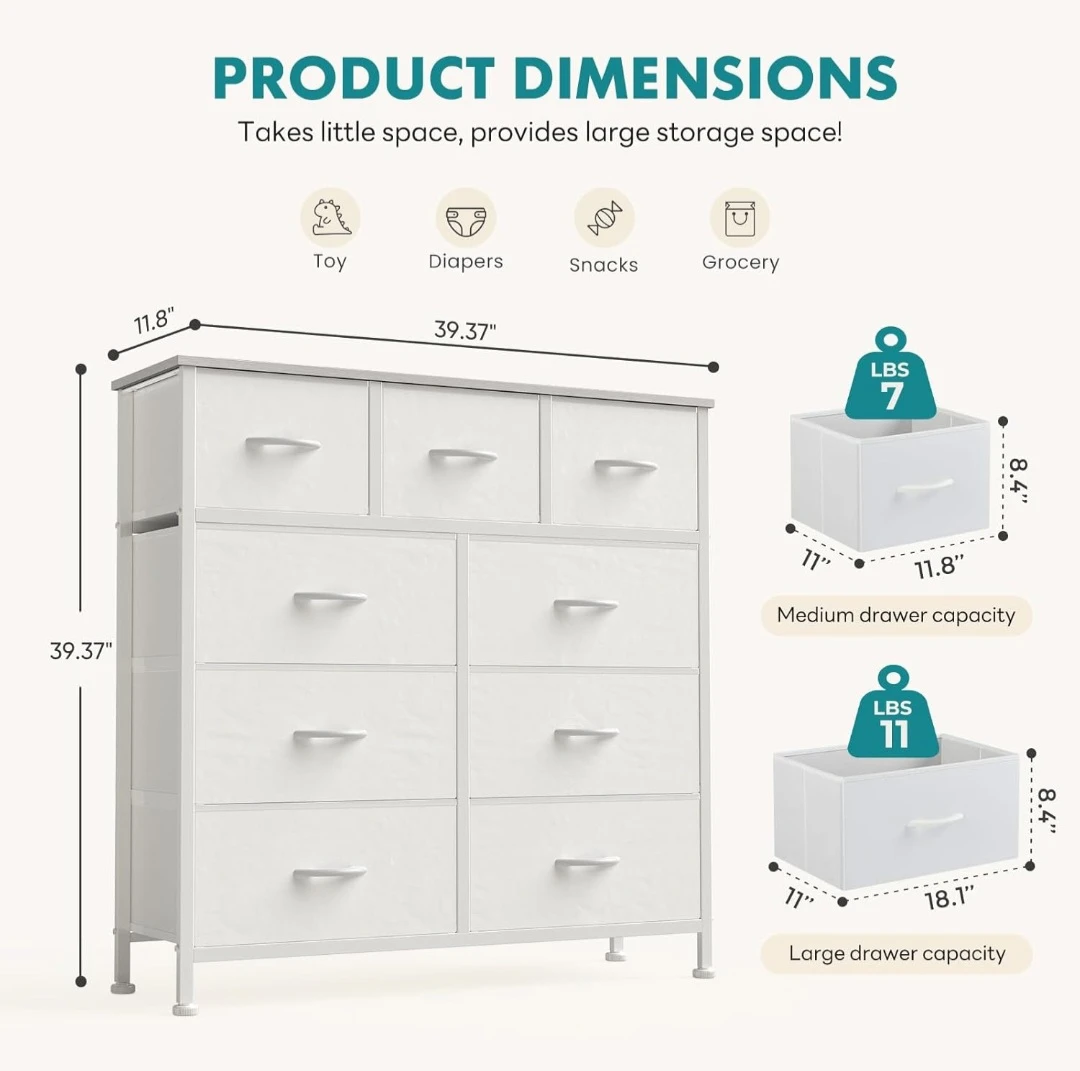 9-Drawer Fabric Dresser - photo 2