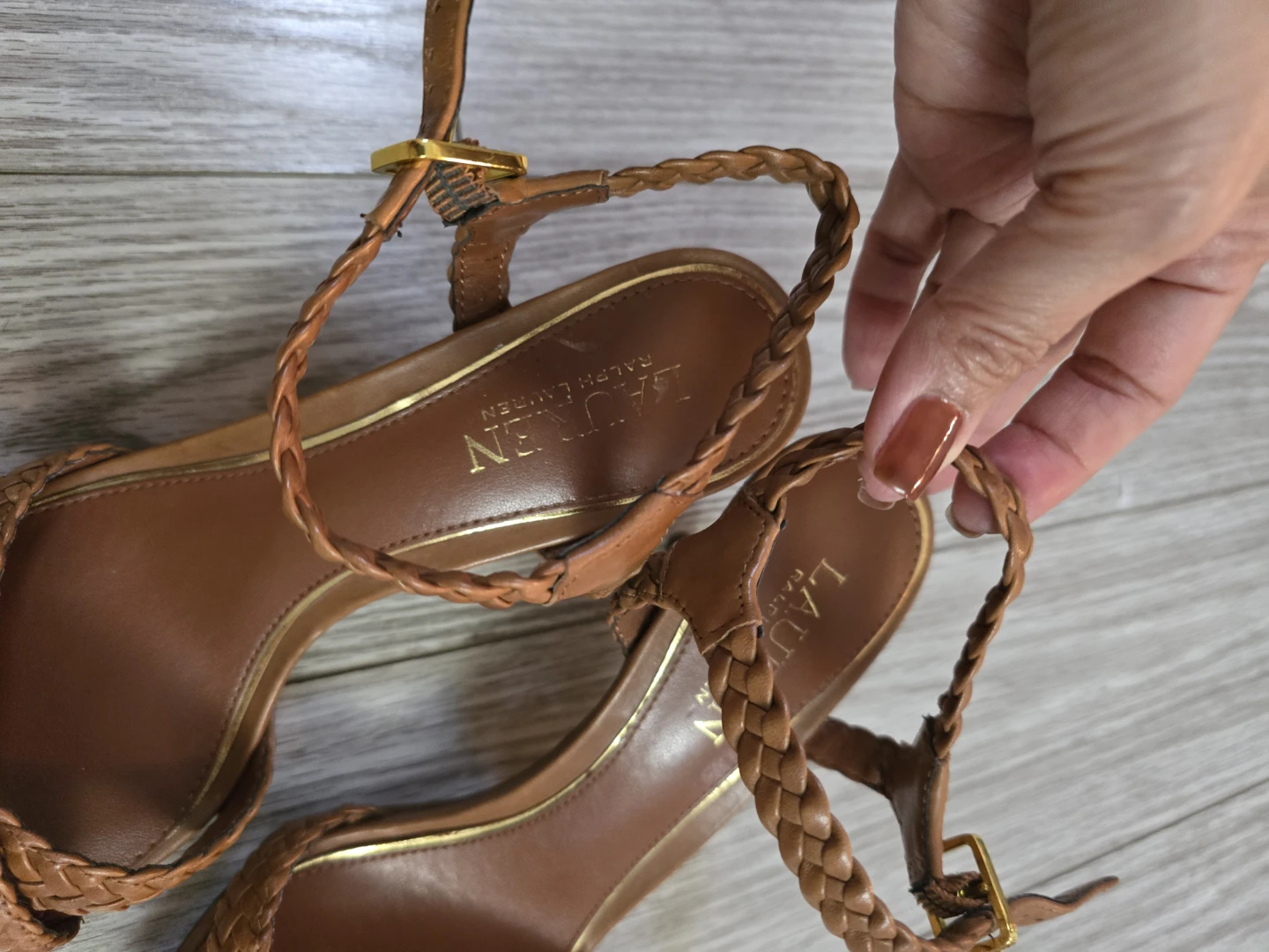 Lauren Ralph Lauren Brown ⚽ Woven Heeled Sandals - photo 2