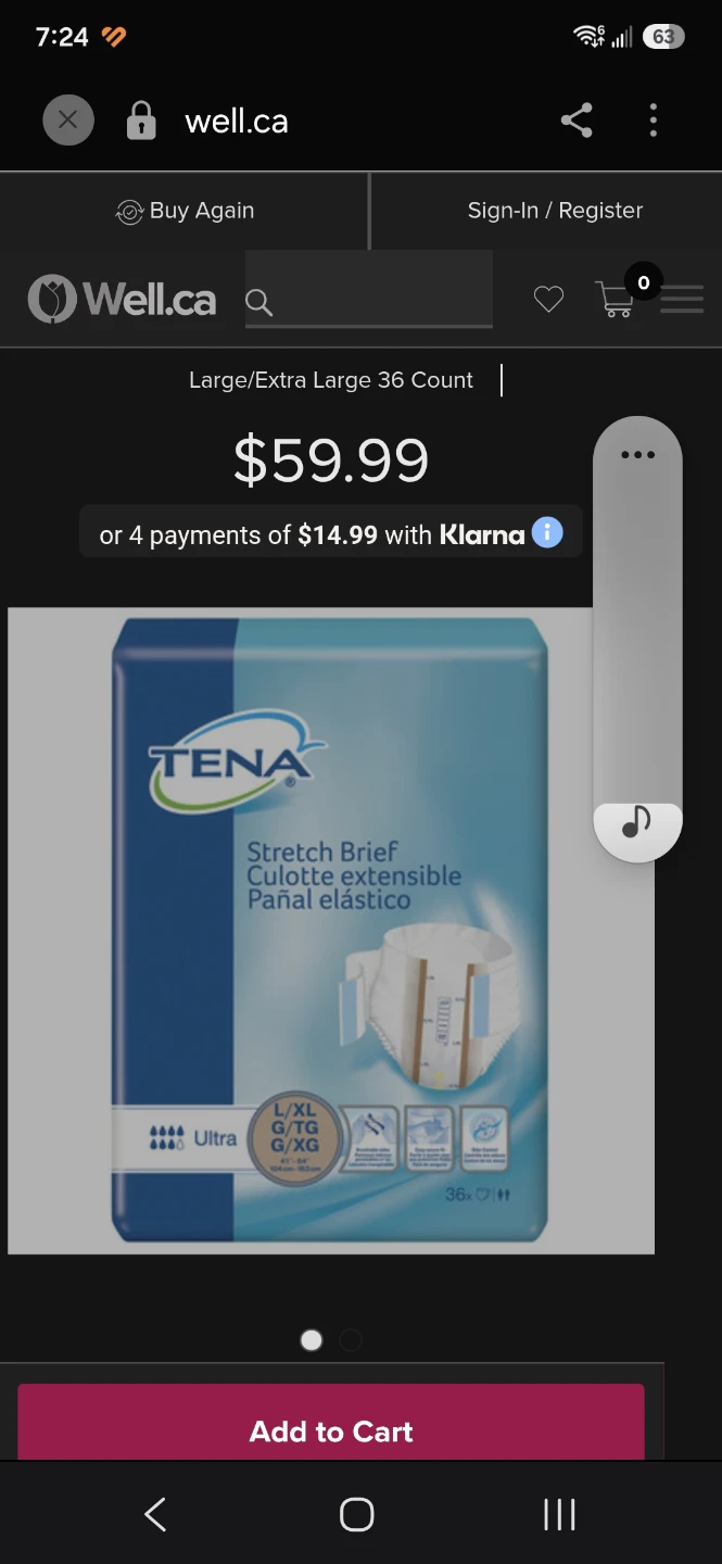 TENA Stretch Brief Large/Extra Large 36 Count