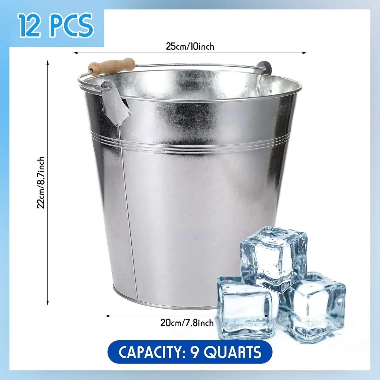 9 Quarts Galvanized Pail Beer Bucket - photo 2