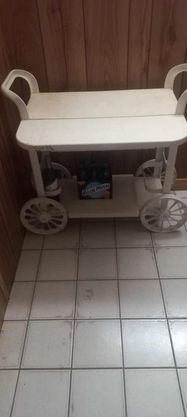 Vintage White Rolling Cooler Cart with Wheels