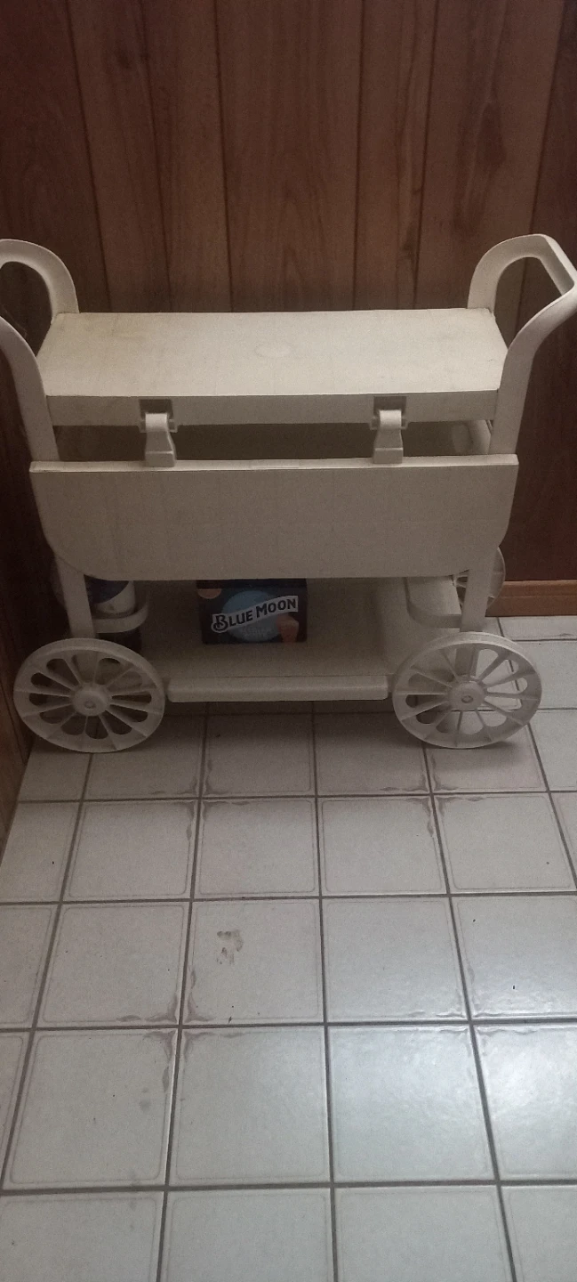 Vintage White Rolling Cooler Cart with Wheels - photo 2
