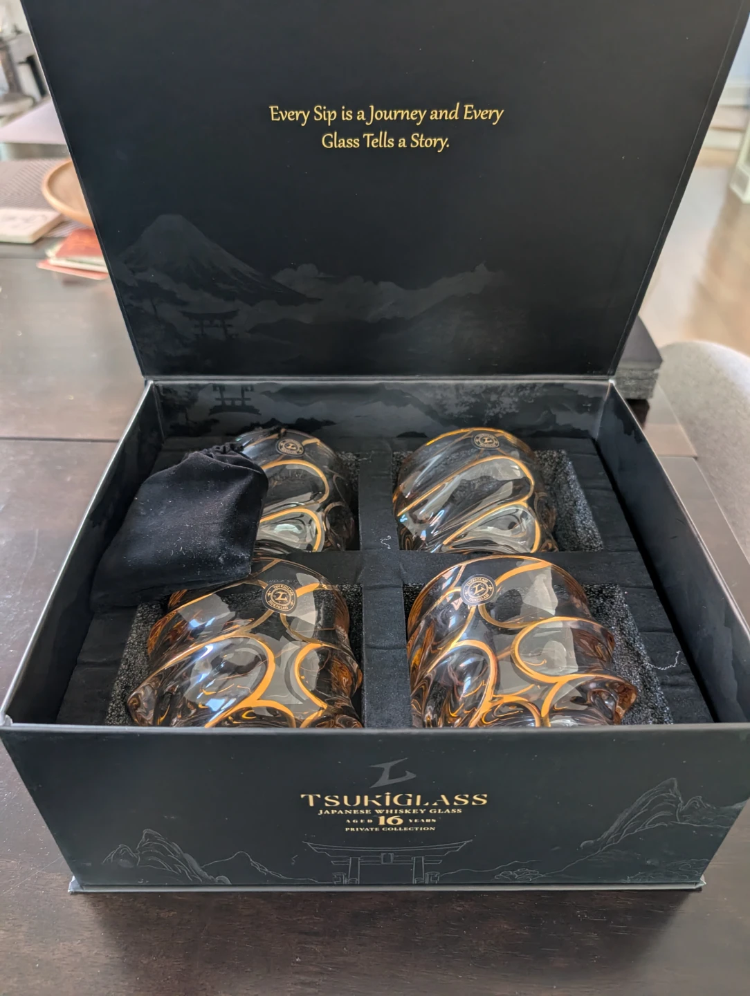 TsukiGlass Japanese Whiskey Glasses Set (4) - Limited Edition