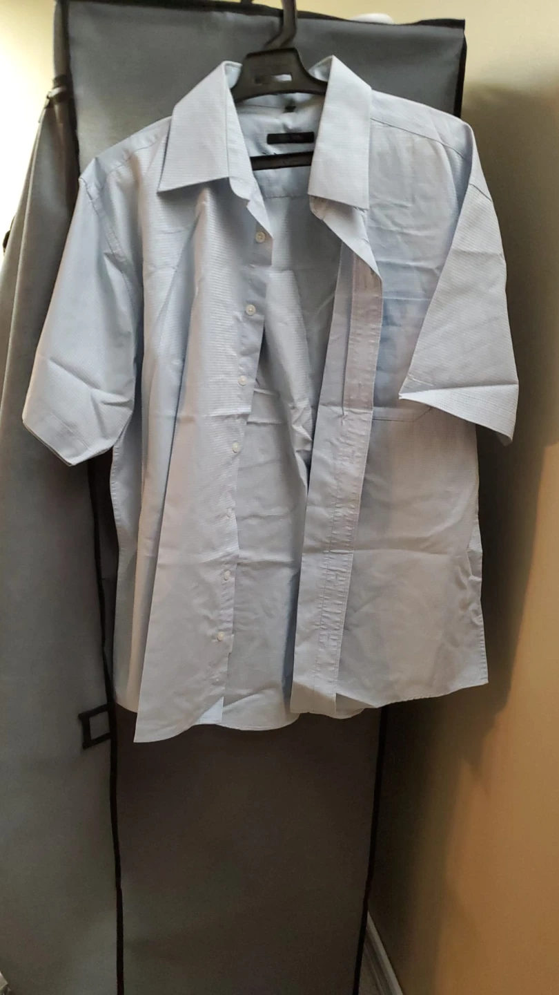 Men's Light Blue Short Sleeve Button-Up Shirt ⚽