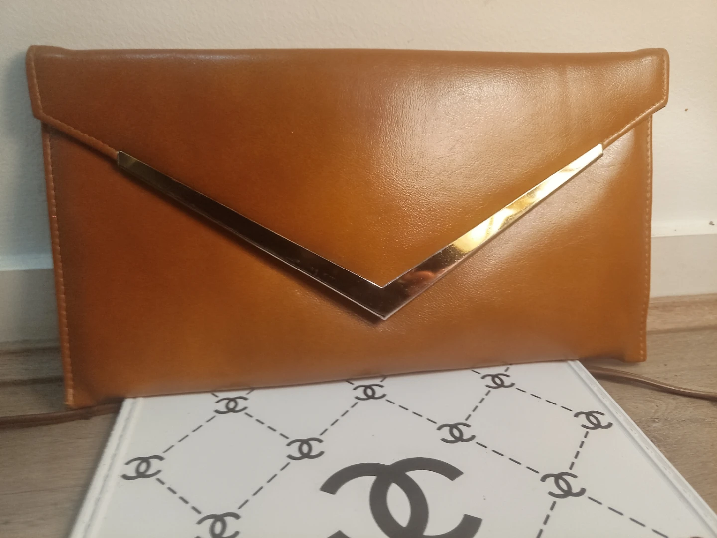 ​🤎 Vintage Calego Camel Leather Envelope Clutch ✨