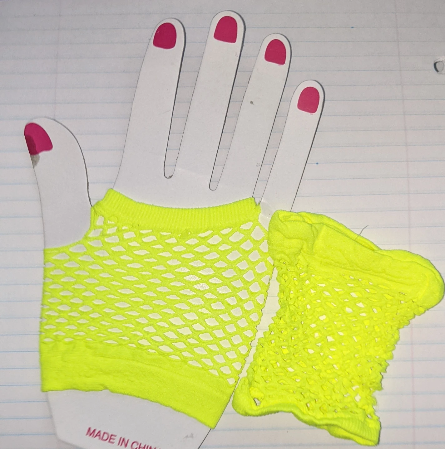 Neon Yellow Fishnet Gloves