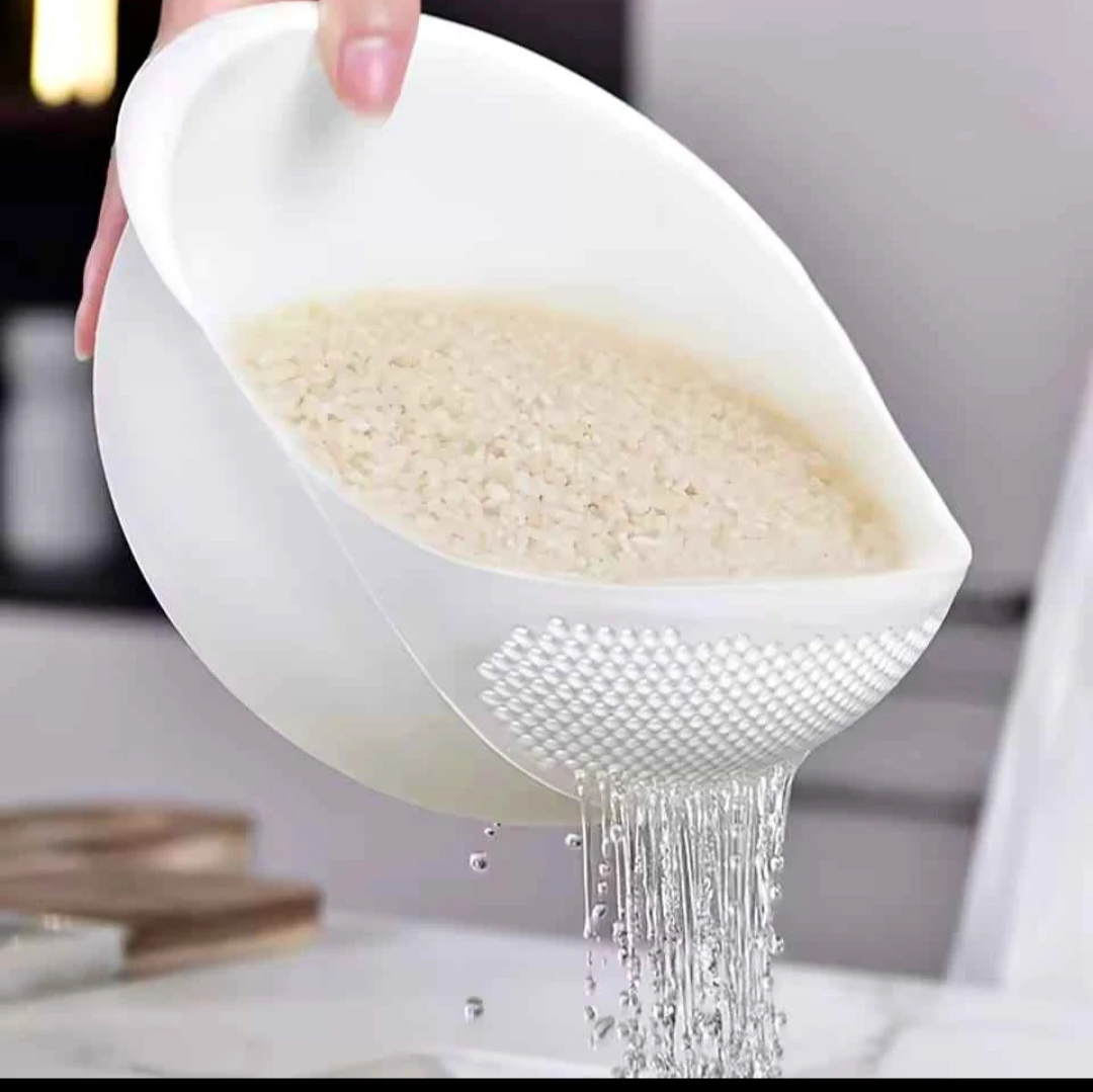 2 White Rice Washing Bowls with Strainer - photo 3