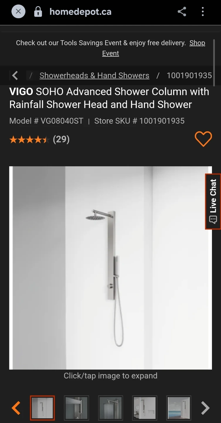 VIGO SOHO Advanced Shower Column with Rainfall Shower