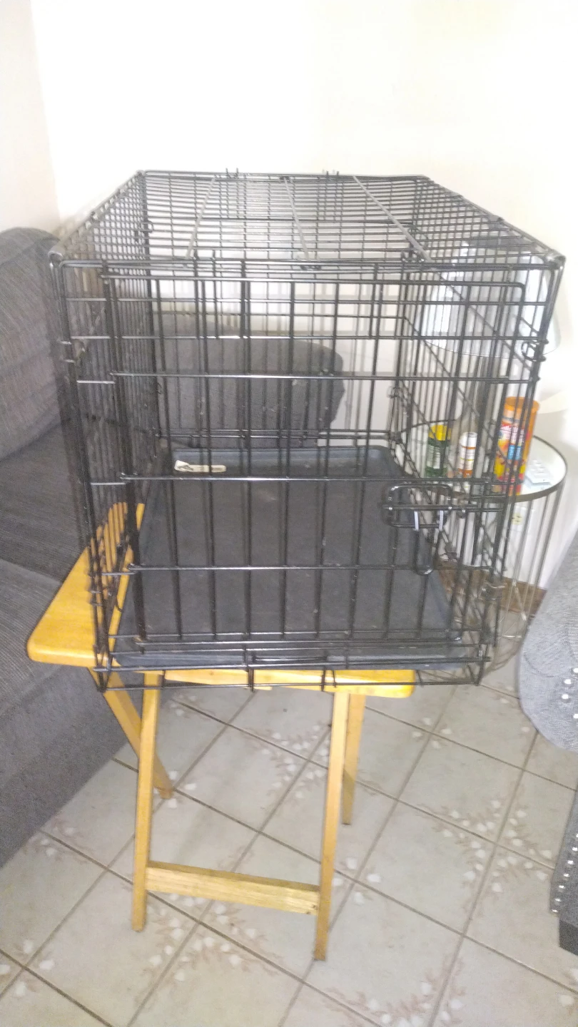 Small Dog Cage Black Folding Dog Crate Kennel with Tray - photo 2