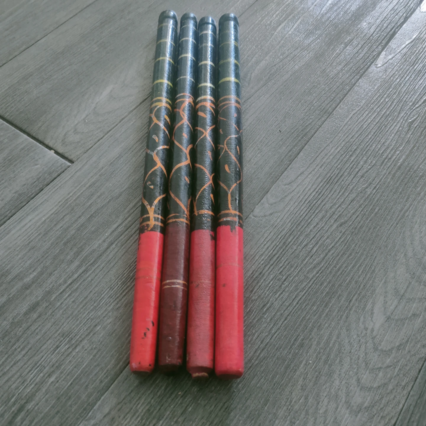 Set of 4 Decorative Kolatam Wooden Sticks