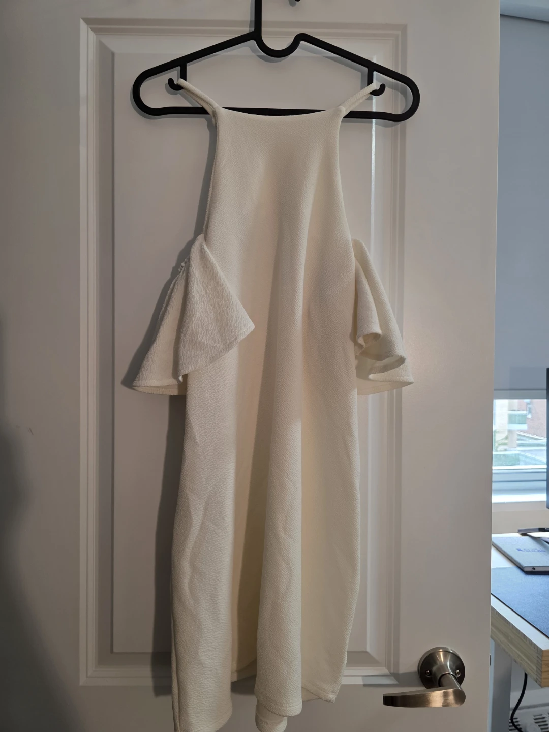 White dress with short flowy sleeves
