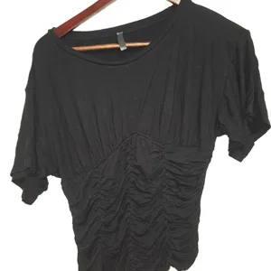 Black Ruched T-Shirt