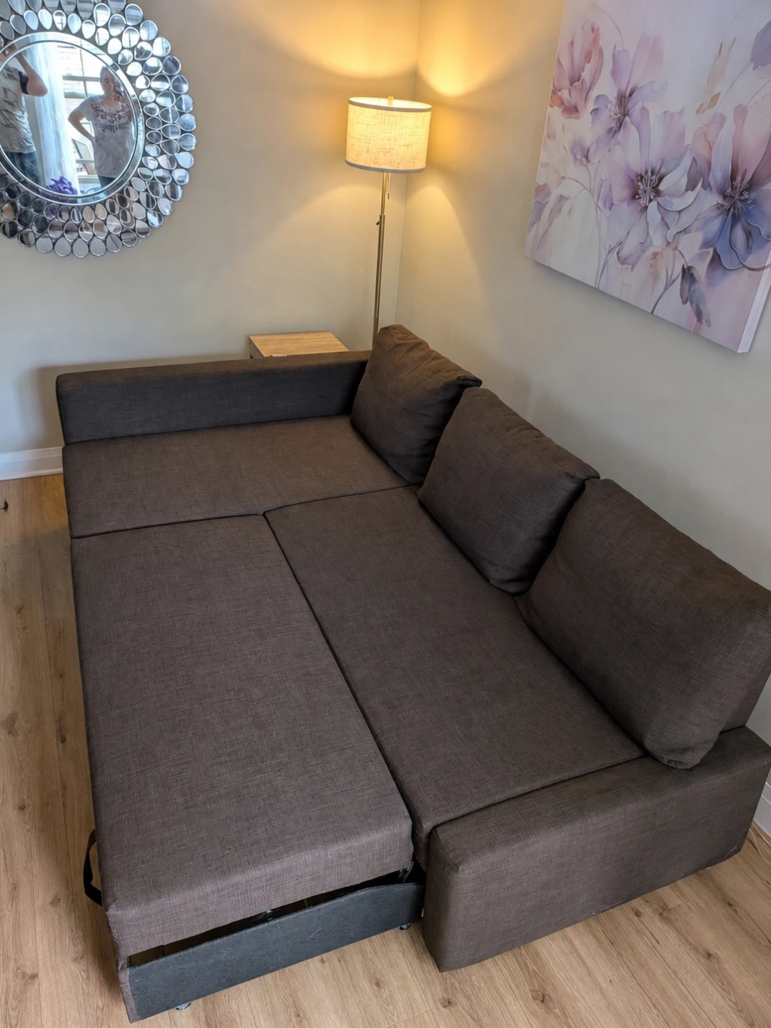 Brown Sectional Sofa with Storage Chaise and Pull-Out Bed - photo 3