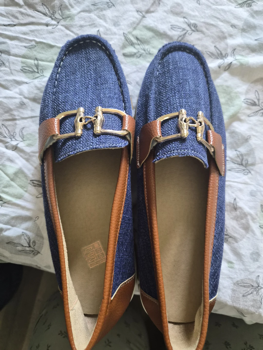 Blue Denim Loafers with Leather Accents