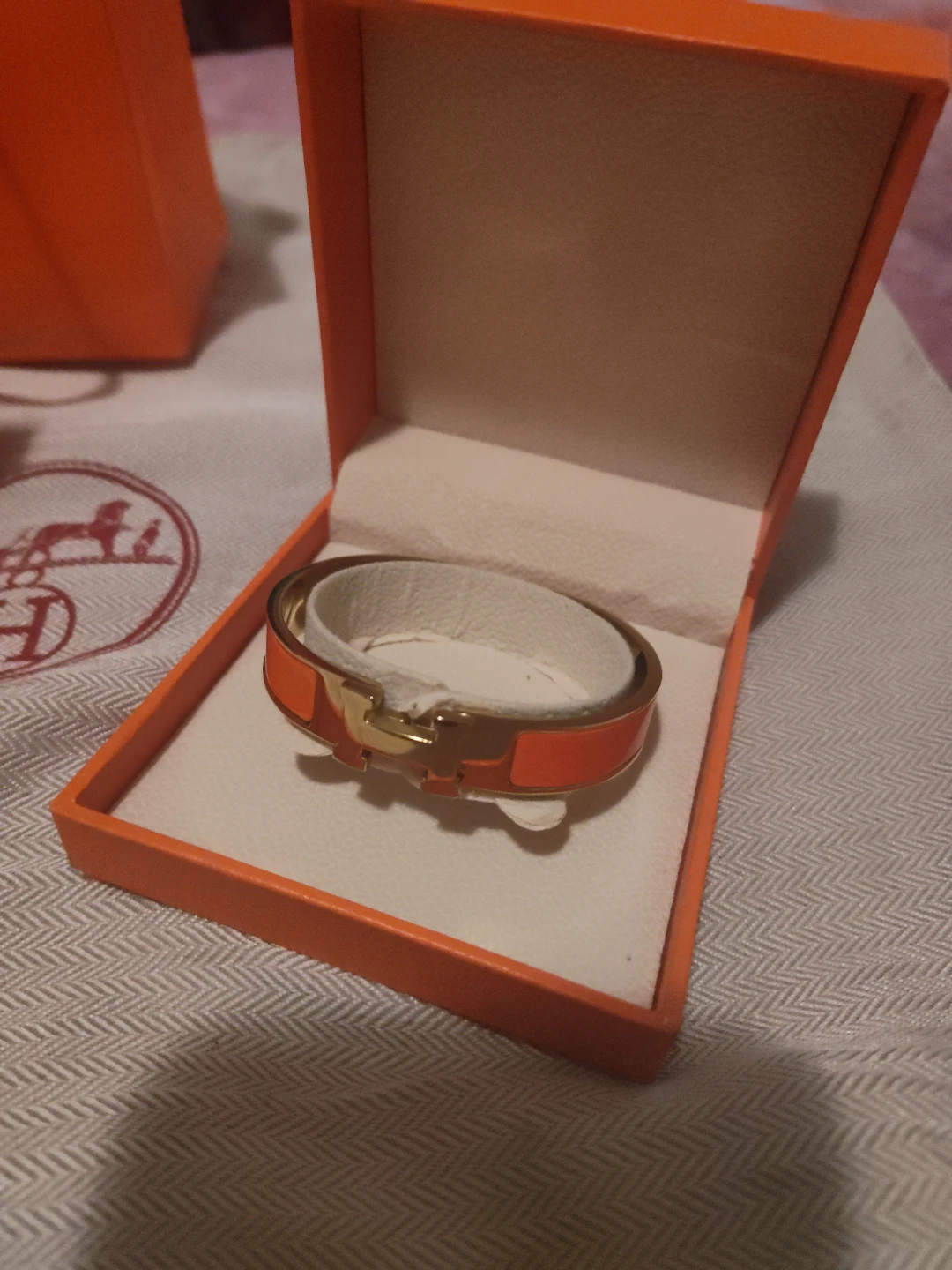 Hermes Orange H Bracelet - photo 2
