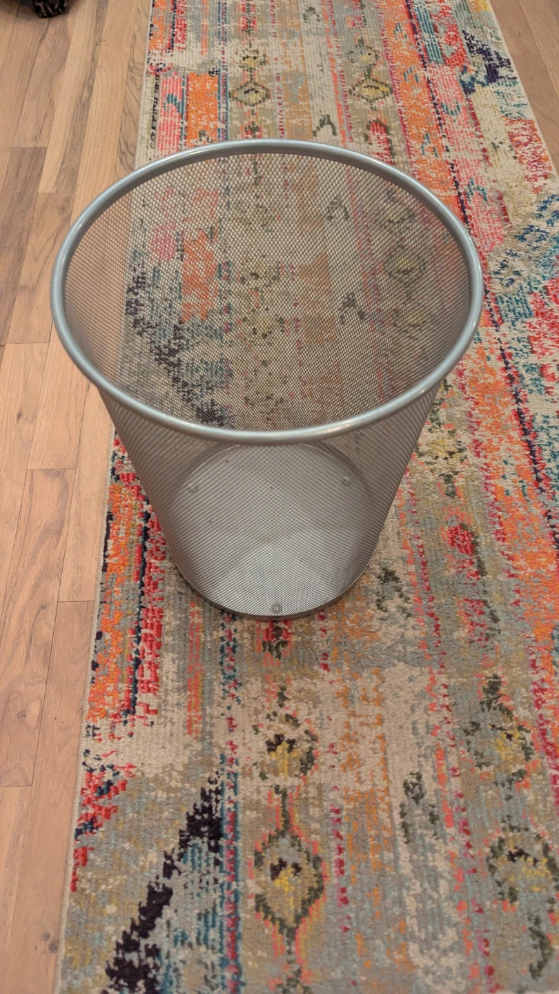 Silver Mesh Wastebasket - Trash Can