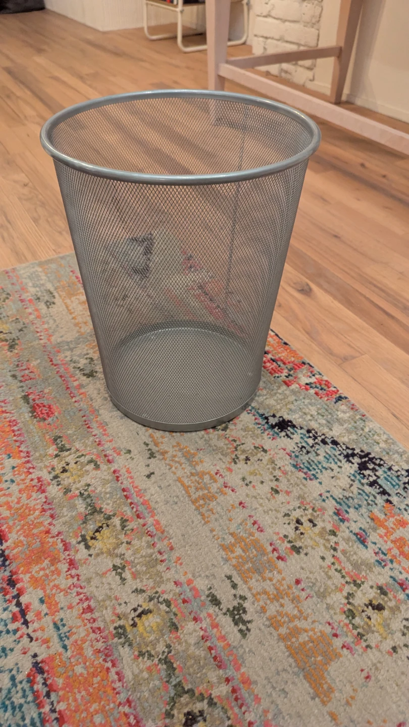 Silver Mesh Wastebasket - Trash Can - photo 2
