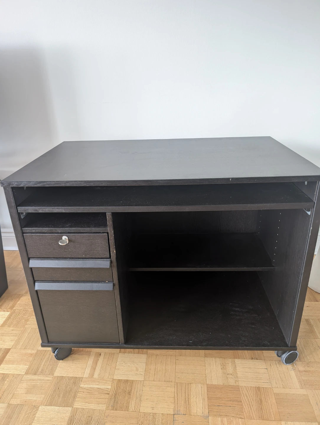 Black Rolling Desk Cart with Keyboard Tray - photo 2