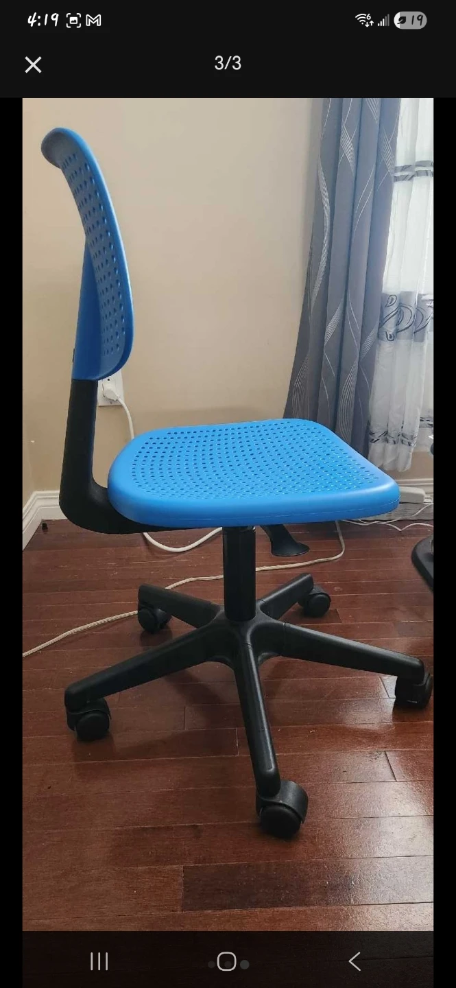 Blue Office Chair with Wheels - photo 3