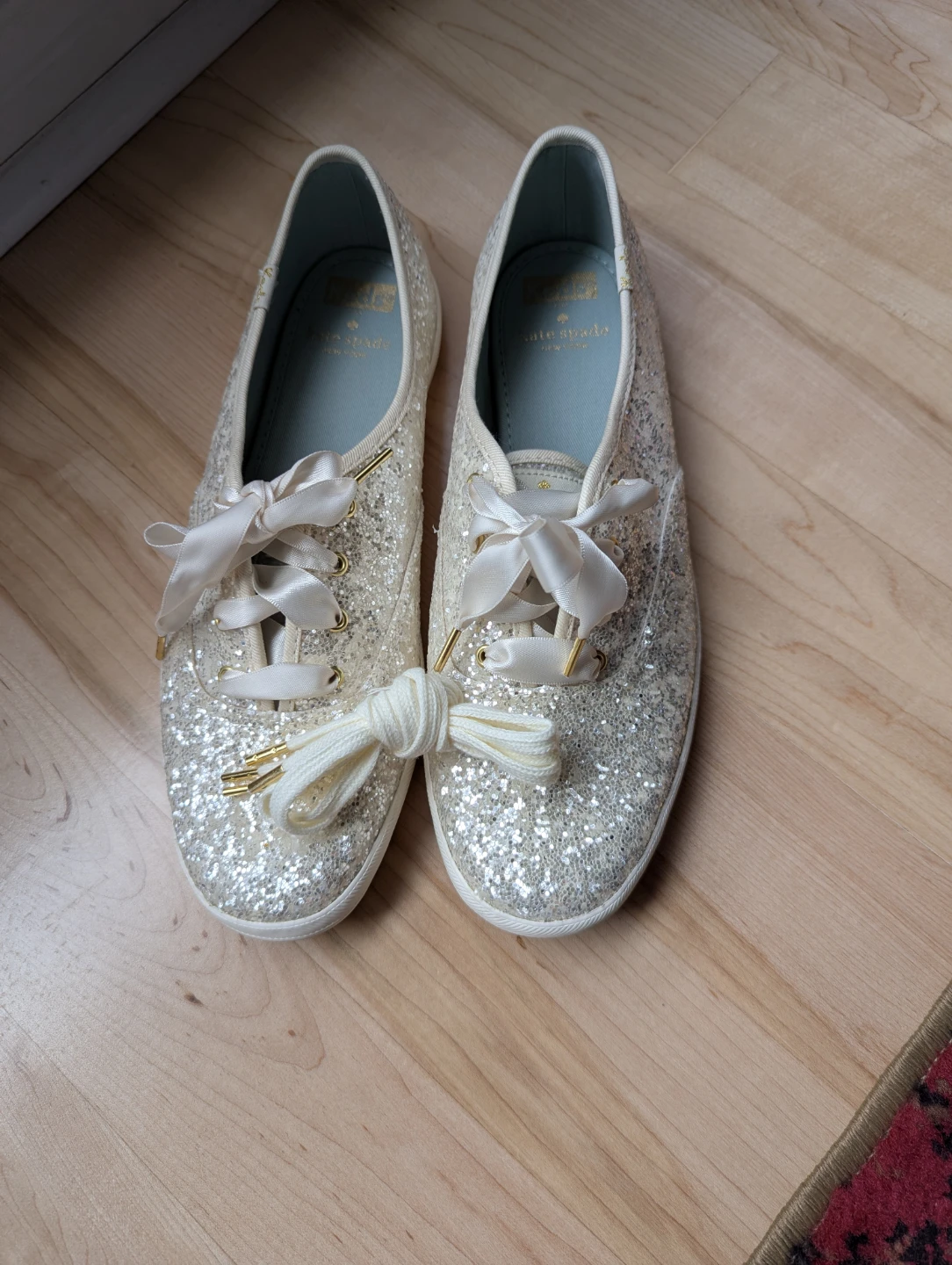 Kate Spade Keds Glitter Cream Shoes