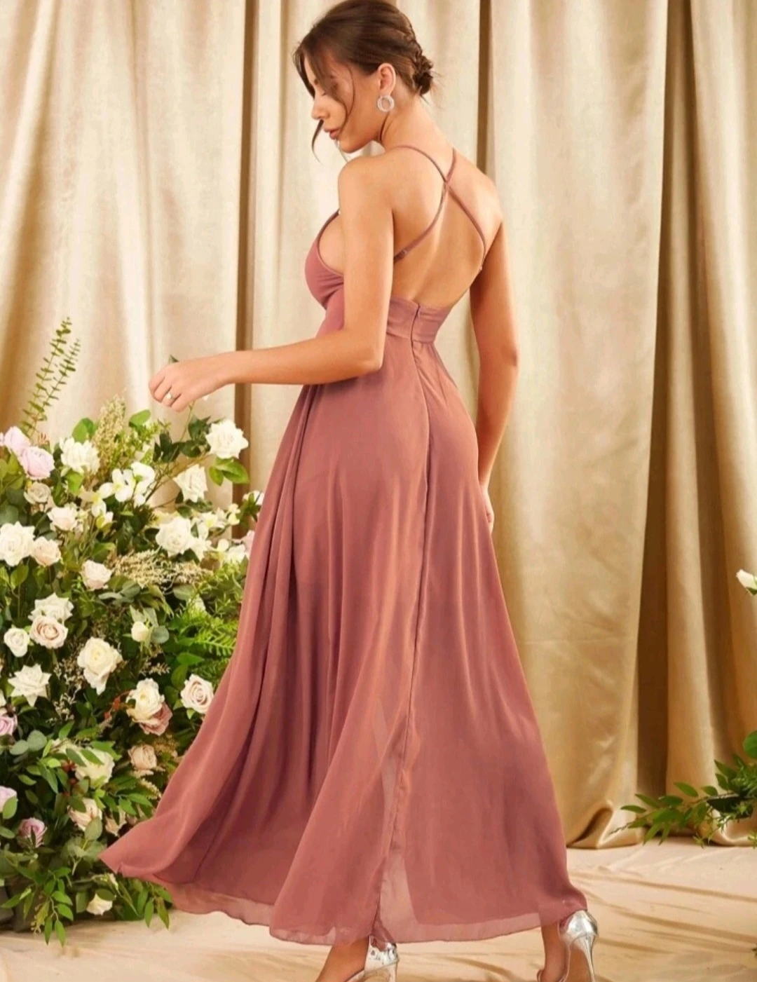⚽ Rose Pink Maxi Dress with Slit - photo 2