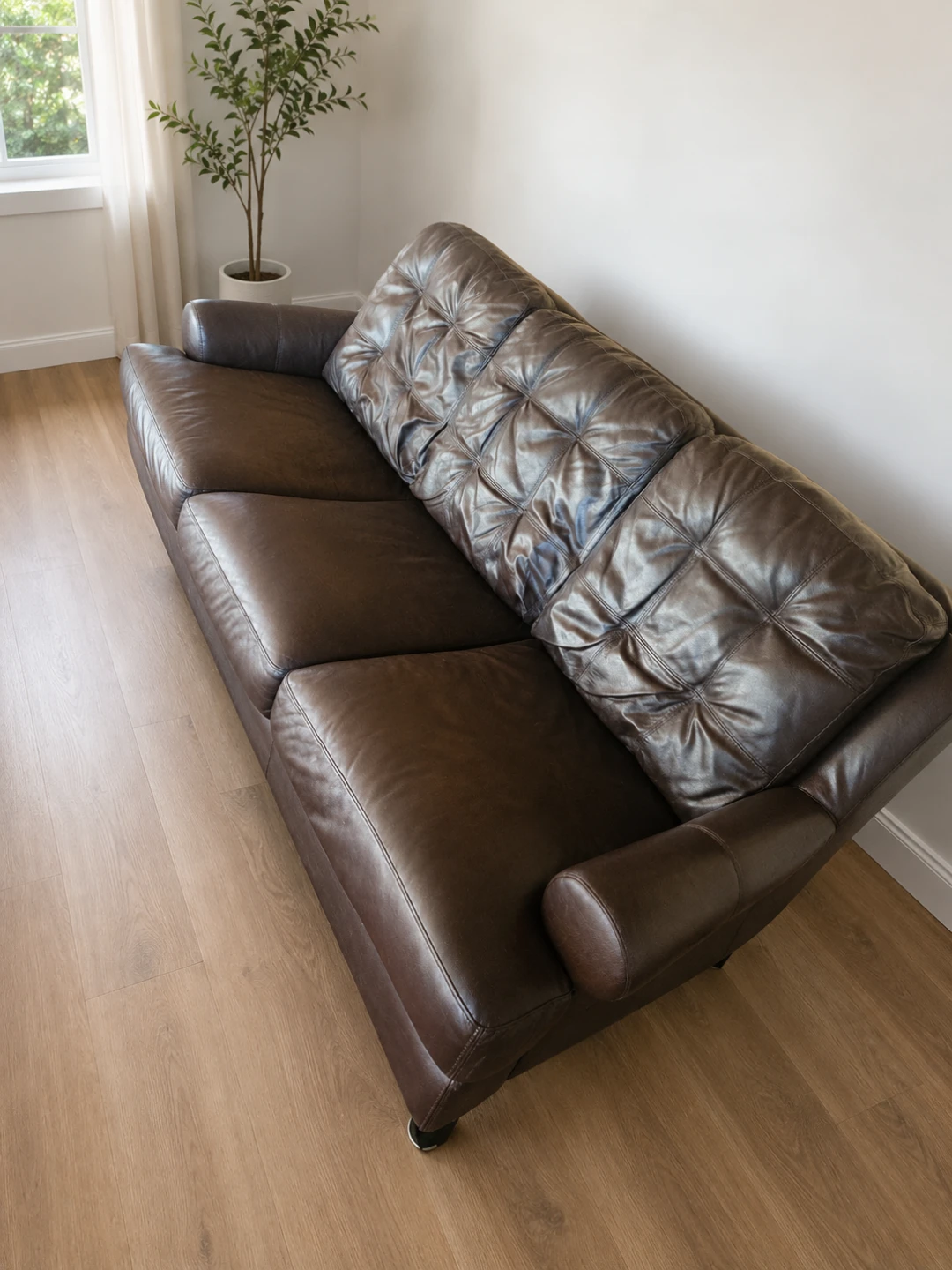 Brown Leather Sofa - photo 2