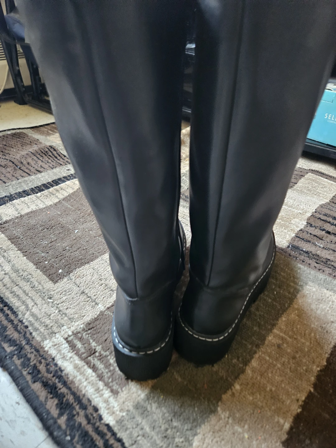 Black Tall Lace-Up Platform Boots - photo 2