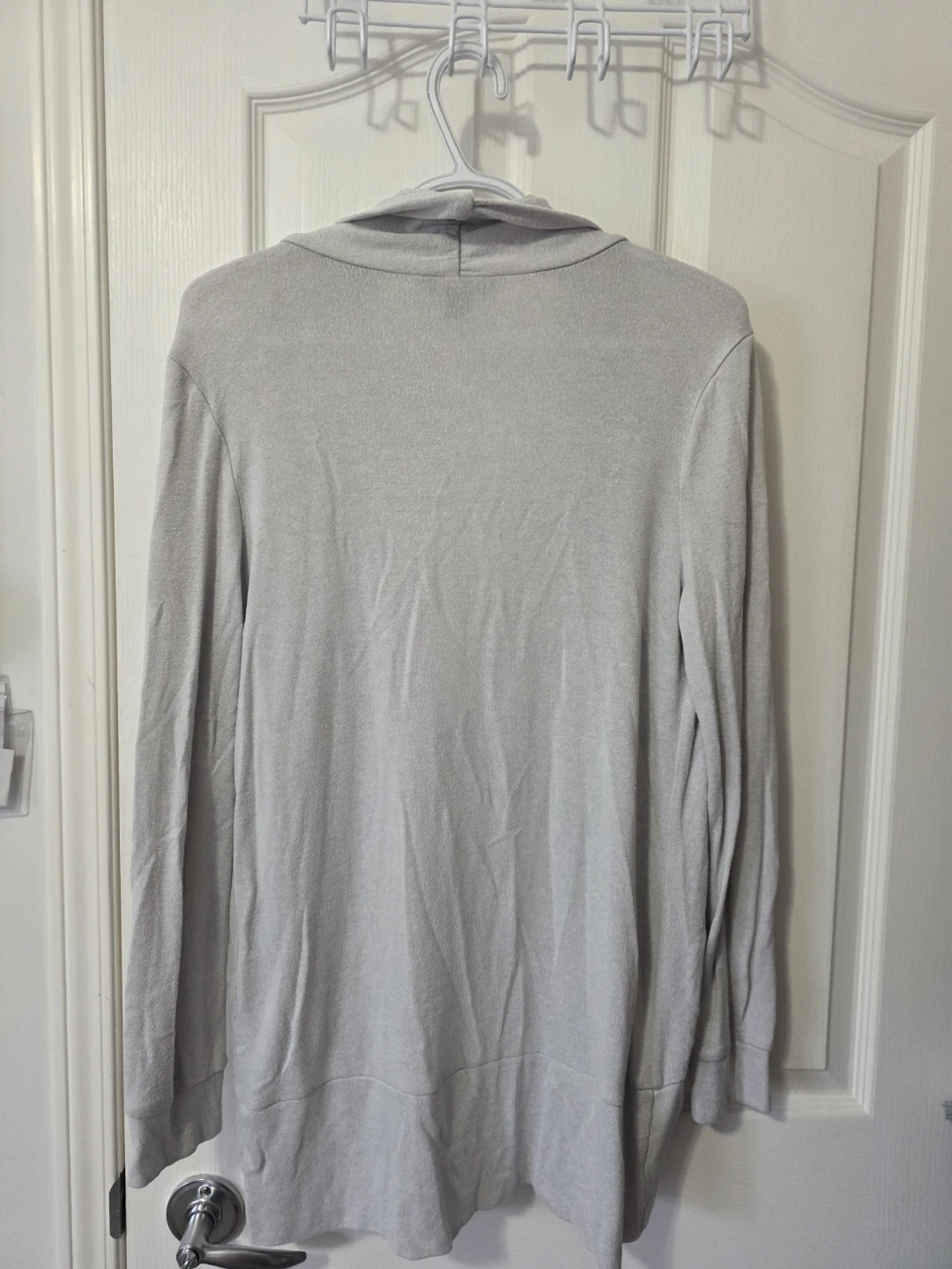 Whitish-Gray Open-Front Cardigan - photo 2